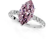 Solitaire Engagement Ring Setting for Fancy Pink Marquise Center with Large Accent Band and Prong Head in Sterling Silver
