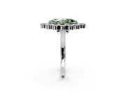 Cluster Halo Engagement Ring Setting for Fancy Green Marquise Center with Milgrain Bezel Accents and Prong Head in White Gold
