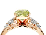 Leaf Cluster Engagement Ring Setting for Fancy Yellow Cushion Cut Center with Marquise Accents and Prong Head in Rose Gold