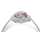 Halo Engagement Ring Setting for Fancy Pink Marquise Center with Plain Tapered Band and Prong Head in Platinum