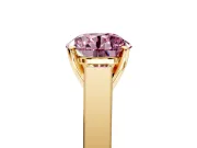 Solitaire Engagement Ring Setting for Fancy Pink Round Cut Center with Tapered Split Shoulders and Prong Head in Yellow Gold
