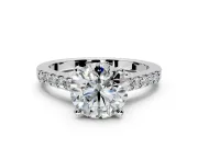 Solitaire Engagement Ring Setting for Round Cut Center with Crossover Accents and Prong Head in Platinum