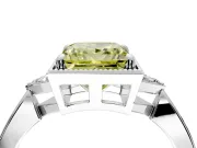 Cluster Engagement Ring Setting for Fancy Yellow Princess Cut Center with Milgrain Shoulder Clusters and Prong Head in Sterling Silver