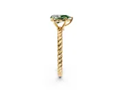 Solitaire Engagement Ring Setting for Fancy Green Pear-Shaped Center with Plain Twisted Rope Band and Prong Head in Yellow Gold