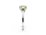 Solitaire Engagement Ring Setting for Fancy Yellow Asscher Cut Center with Plain Split Shank and Prong Head in Sterling Silver