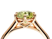 Solitaire Engagement Ring Setting for Fancy Yellow Round Cut Center with Cathedral Band and Prong Head in Rose Gold