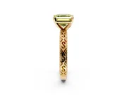 Solitaire Engagement Ring Setting for Fancy Yellow Asscher Cut Center with Scrollwork Band and Prong Head in Yellow Gold