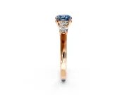 5 Stone Engagement Ring Setting for Fancy Blue Cushion Cut Center with Equal Close-Set Accents and Prong Head in Rose Gold