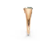 Tension Engagement Ring Setting for Fancy Green Heart-Shaped Center with Wide Tapered Band and Tension Head in Rose Gold