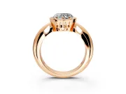 Halo Engagement Ring Setting for Heart-Shaped Center with Tapered Plain Band and Prong Head in Rose Gold
