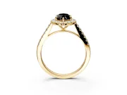 Halo Engagement Ring Setting for Fancy Black Marquise Center with Narrowing Pave Band and Prong Head in Yellow Gold