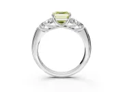 Cluster Engagement Ring Setting for Fancy Yellow Asscher Cut Center with Round Cut Accent Frame and Prong Head in Platinum