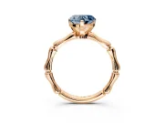 Solitaire Engagement Ring Setting for Fancy Blue Heart-Shaped Center with Bamboo Band and Prong Head in Rose Gold