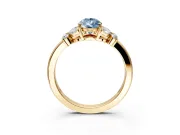 Solitaire Engagement Ring Setting for Fancy Blue Pear-Shaped Center with Marquise Flower Shoulders and Prong Head in Yellow Gold