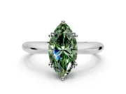Solitaire Engagement Ring Setting for Fancy Green Marquise Center with Reverse Tapered Band and Prong Head in Platinum