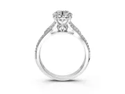 Solitaire Engagement Ring Setting for Round Cut Center with Pave Rail Split Shank and Prong Head in Platinum