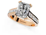 Solitaire Engagement Ring Setting for Radiant Cut Center with Channel Band and Double Claw Prong Head in Rose Gold