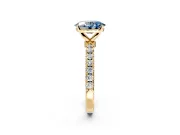 Open Basket Engagement Ring Setting for Fancy Blue Oval Center with Pave Band and Prong Head in Yellow Gold