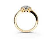 Floral Frame Engagement Ring Setting for Round Cut Center with Accent Clusters and Prong Head in Yellow Gold
