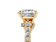 Solitaire Engagement Ring Setting for Princess Cut Center with Crossover Accents and Prong Head in Yellow Gold
