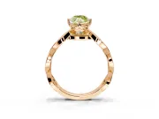 Solitaire Engagement Ring Setting for Fancy Yellow Marquise Center with Accented Twist Band and Leaf Prong Head in Rose Gold