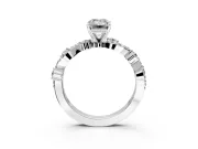 Solitaire Engagement Ring Setting for Emerald Cut Center with Bar-Station Pave Twist and Prong Head in Platinum