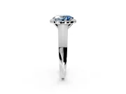 Halo Engagement Ring Setting for Fancy Blue Oval Center with Knife Ridge Cathedral Band and Prong Head in White Gold