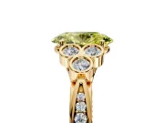 Cluster Engagement Ring Setting for Fancy Yellow Oval Center with Bezel Accent Clusters and Prong Head in Yellow Gold
