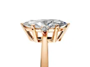 3 Stone Engagement Ring Setting for Marquise Center with Low-Set Round Cut Accents and Prong Head in Rose Gold