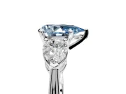 3 Stone Engagement Ring Setting for Fancy Blue Pear-Shaped Center with Large Pear-Shaped Accents and Prong Head in Sterling Silver