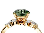 Solitaire Engagement Ring Setting for Fancy Green Round Cut Center with Marquise Accent Twist Band and Prong Head in Yellow Gold