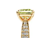 Solitaire Engagement Ring Setting for Fancy Yellow Princess Cut Center with Multi-Row Accents and Prong Head in Yellow Gold