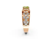 Pave Engagement Ring Setting for Fancy Yellow Cushion Cut Center with Curved Accent Rows, Openwork and Prong Head in Rose Gold