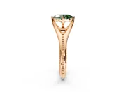 Solitaire Engagement Ring Setting for Fancy Green Oval Center with Milgrain Cathedral Band and Prong Head in Rose Gold