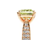 Solitaire Engagement Ring Setting for Fancy Yellow Princess Cut Center with Multi-Row Accents and Prong Head in Rose Gold