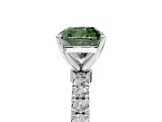 Open Basket Engagement Ring Setting for Fancy Green Cushion Cut Center with Pave Band and Prong Head in Platinum