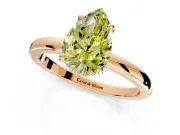 Solitaire Engagement Ring Setting for Fancy Yellow Pear-Shaped Center with Fine Wire Band and Prong Head in Rose Gold