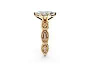Solitaire Engagement Ring Setting for Marquise Center with Marquise Panel Band and Prong Head in Yellow Gold