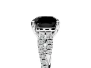 Solitaire Engagement Ring Setting for Fancy Black Cushion Cut Center with Twisted Pave Split Shank and Prong Head in Sterling Silver
