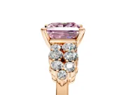 Cluster Engagement Ring Setting for Fancy Pink Princess Cut Center with 2-Row Shoulder Clusters and Prong Head in Rose Gold