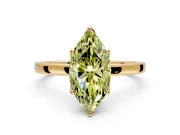 Solitaire Engagement Ring Setting for Fancy Yellow Marquise Center with Thin Rounded Plain Band and Prong Head in Yellow Gold