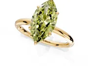 Low-Set Solitaire Engagement Ring Setting for Fancy Yellow Oval Center with Thin Plain Band and Prong Head in Yellow Gold
