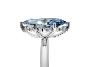Hidden Halo Engagement Ring Setting for Fancy Blue Marquise Center with Thin Round-Wire Band and Prong Head in Platinum