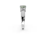 3 Stone Engagement Ring Setting for Fancy Green Princess Cut Center with Raised Basket Heads and Prong Head in Platinum