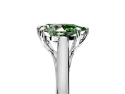 Solitaire Engagement Ring Setting for Fancy Green Pear-Shaped Center with Cathedral Band and Prong Head in Sterling Silver