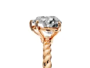 Solitaire Engagement Ring Setting for Heart-Shaped Center with Plain Twisted Rope Band and Prong Head in Rose Gold