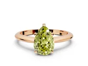 Solitaire Engagement Ring Setting for Fancy Yellow Pear-Shaped Center with Knife Ridge Band and Claw Prong Head in Rose Gold