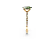 Solitaire Engagement Ring Setting for Fancy Green Oval Center with Fine Pave Band and Prong Head in Yellow Gold