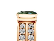 Bezel Engagement Ring Setting for Fancy Green Emerald Cut Center with Wide Channel-Set Band and Bezel Head in Rose Gold