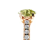 Solitaire Engagement Ring Setting for Fancy Yellow Round Cut Center with Partway Pave Band and Prong Head in Rose Gold